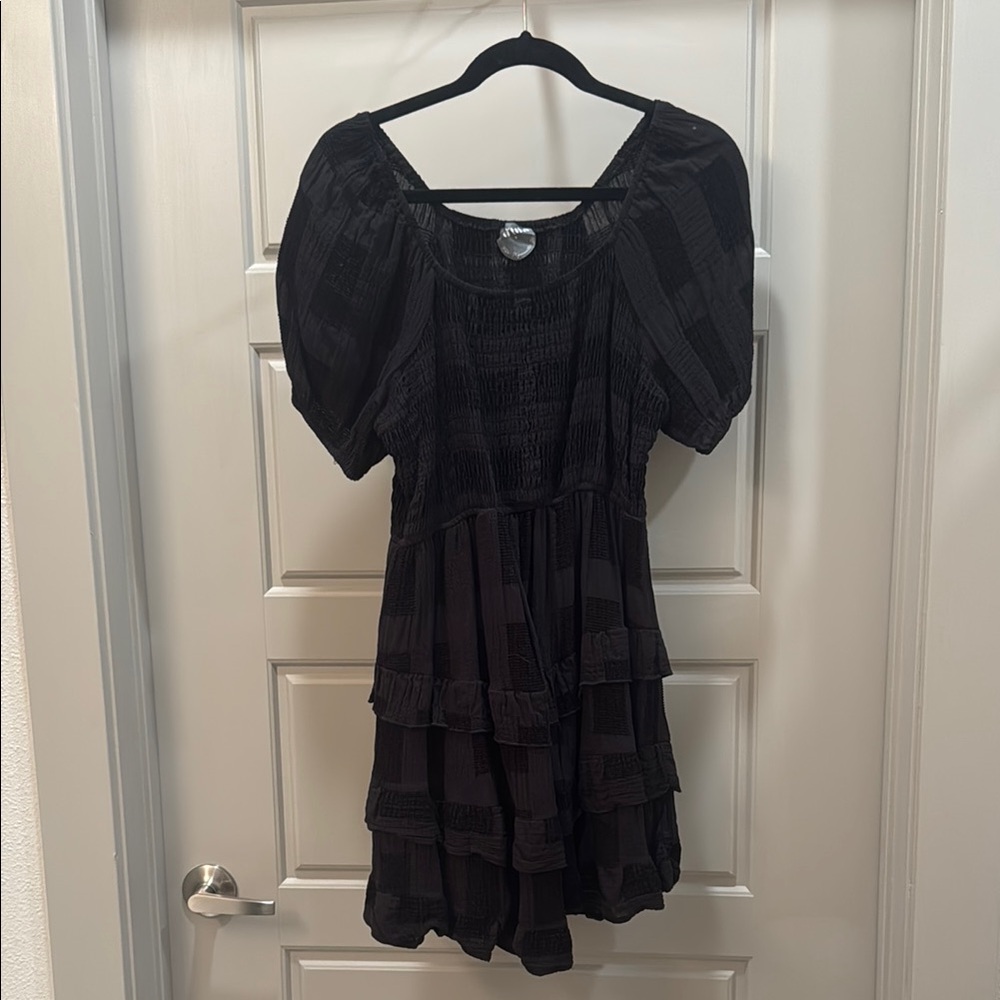 ARULA Black Tiered Mini Dress